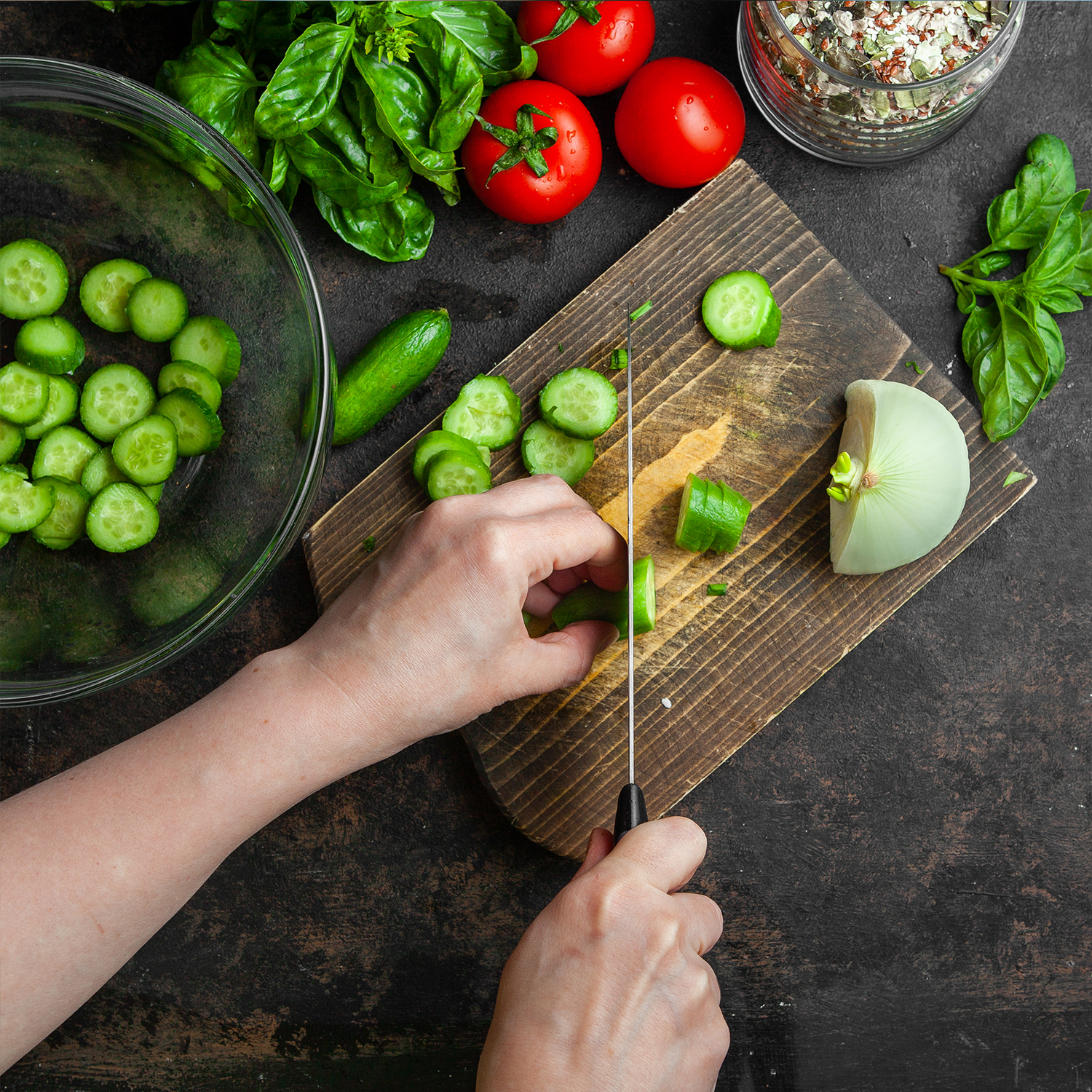 picture Colorful fresh vegetables cooking in a frying pan.